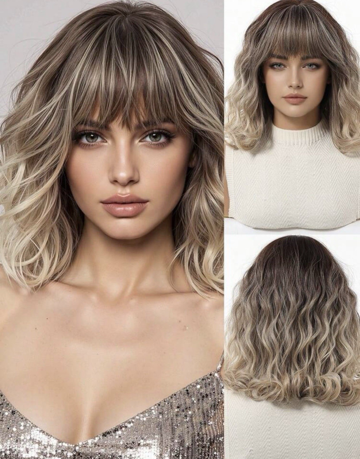 Perruque synthétique femme courte pour masquer une perte de cheveux avec ce blond doré bouclé