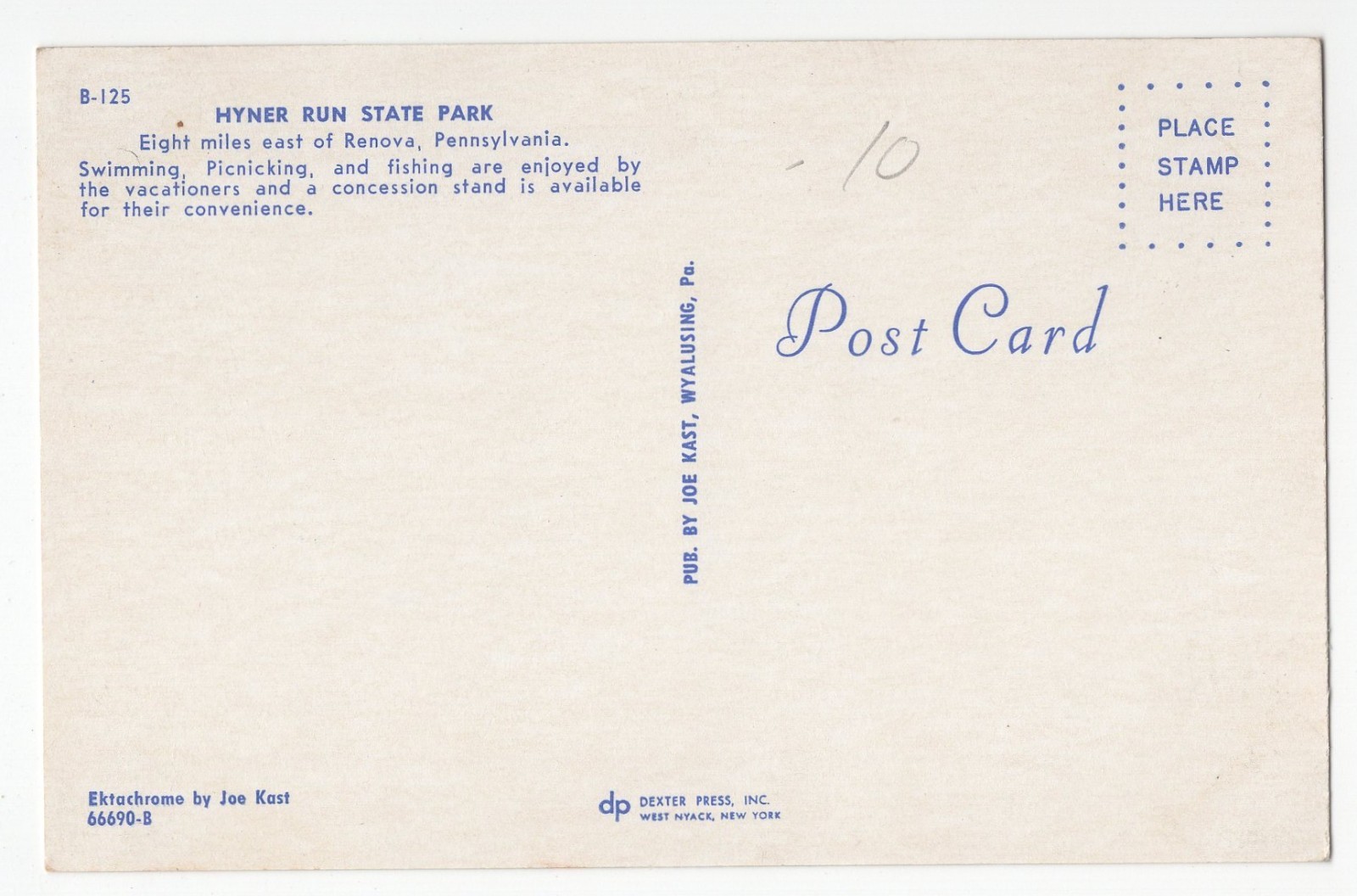 Hyner Run State Park Pool Renova Pennsylvania Postcard