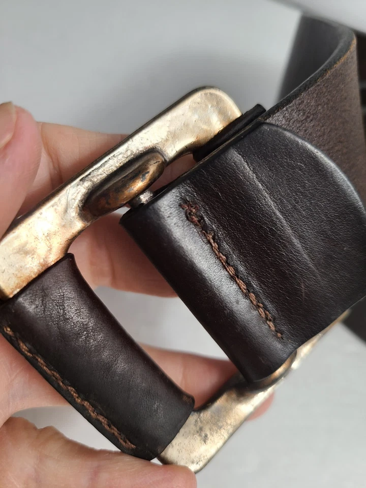 Cinto Isaiah Kincaid HEAVY metal prata fivela 1990 estilo steampunk couro grosso - Imagem 4 de 4