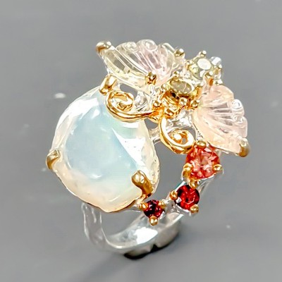 Vintage Ring Natur Opal Ring 925 Sterling Silber Größe 8 /R428951