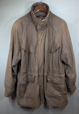 Vintage Adventure Bound by Wilsons Heavy Brown Leather Jacket Men's XL Parka