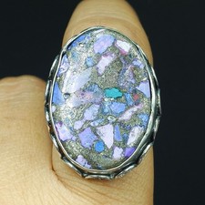 Natural Turquoise Gemstone Handmade 925 Sterling Silver Ring Size-7 US