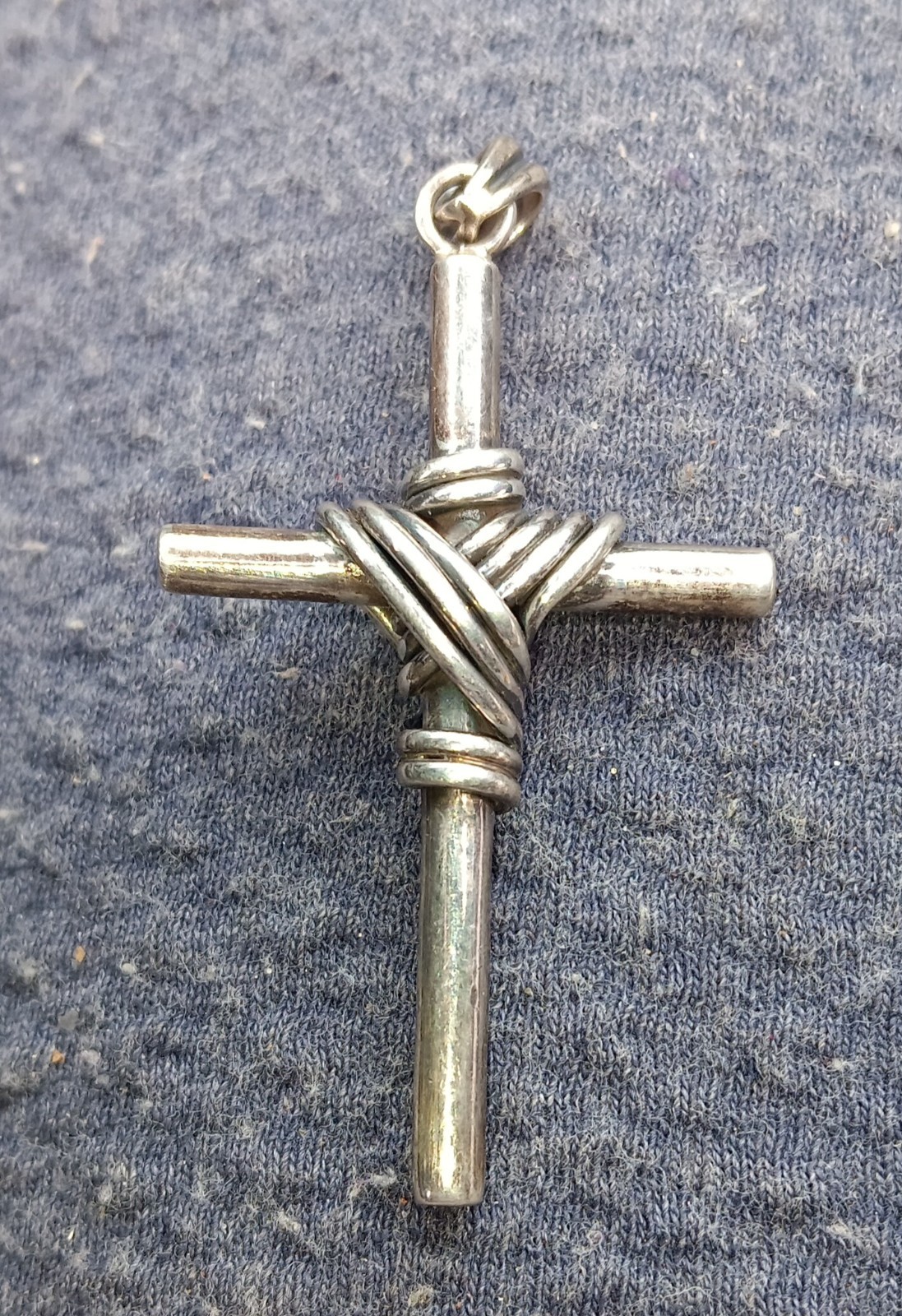 STERLING SILVER Rope CROSS, Solid Silver, Silver … - image 5