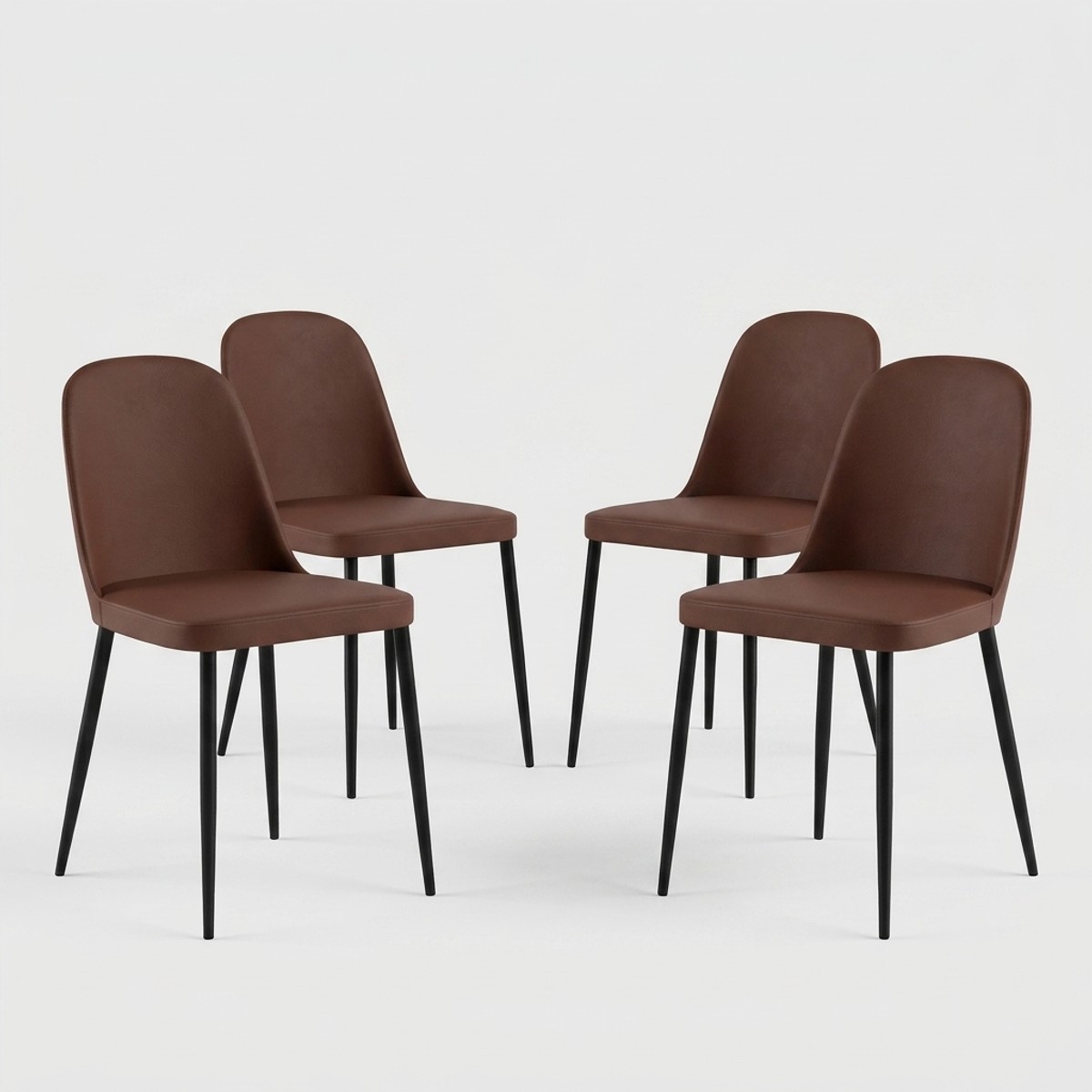Chaises de salle à manger lot de 4 Gaelia rembourrées avec pieds en métal noir