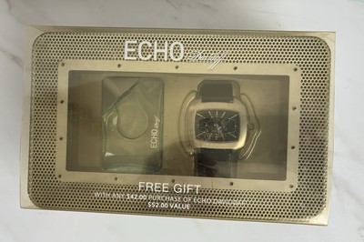 Davidoff Echo For Men Fast Track GWP Set .34 Oz Eau De Toilette And Watch Boxed