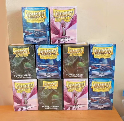 Dragon Shield Matte Sleeves Lot   10 Boxes ( Pink, Forest Green, Blue) MTG New