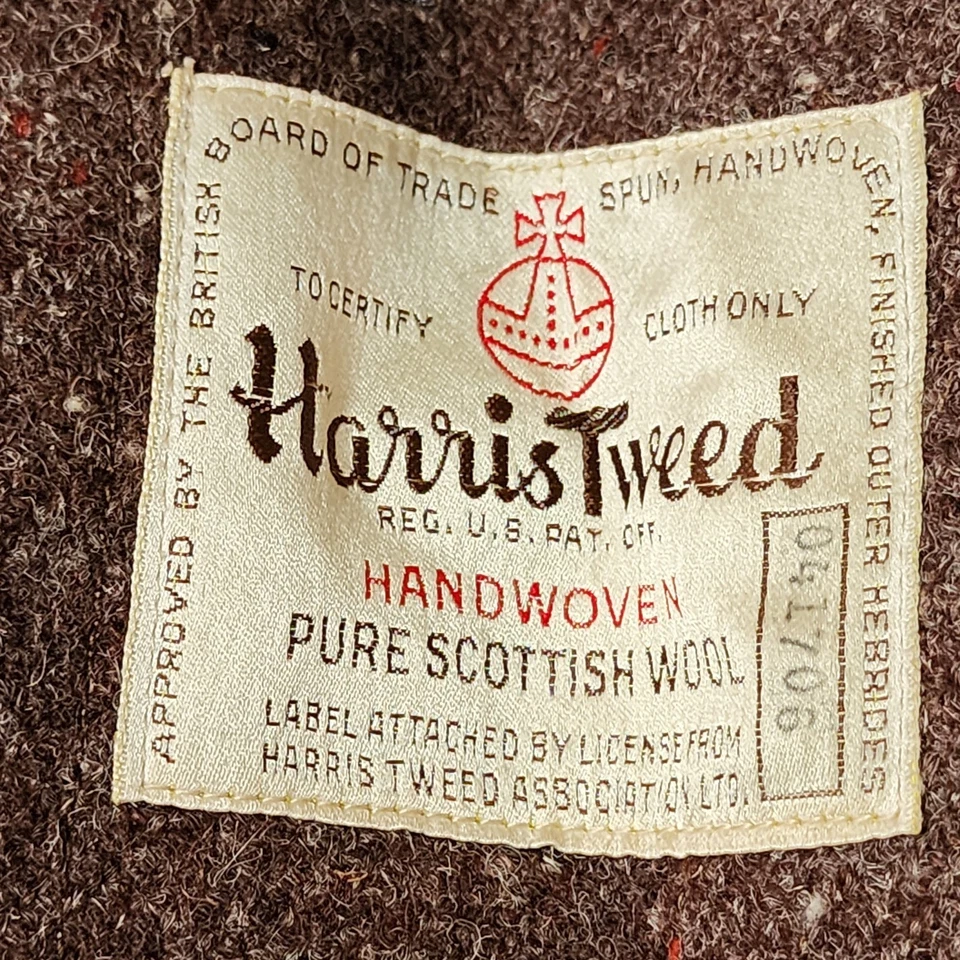 VTG Harris Tweed Overcoat Men’s 43 Brown Handwoven Scottish Wool Trench Top Coat - Image 3 of 4