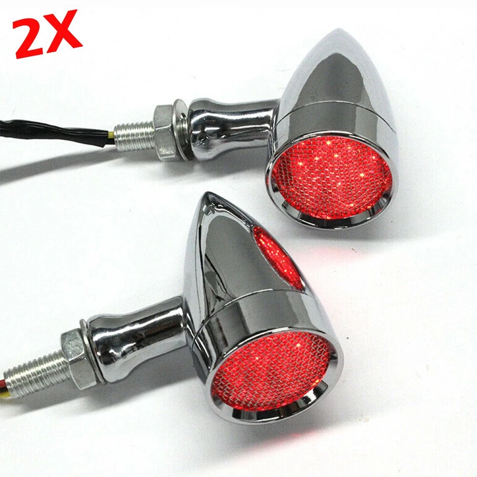 Chrome Bullet Motorcycle LED Turn Signal Blinker Lights For Harley Dyna Softail - Изображение 3 из 4