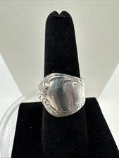Vintage Silver Plated Flower Ornate Spoon Handle Ring Sz 7.5