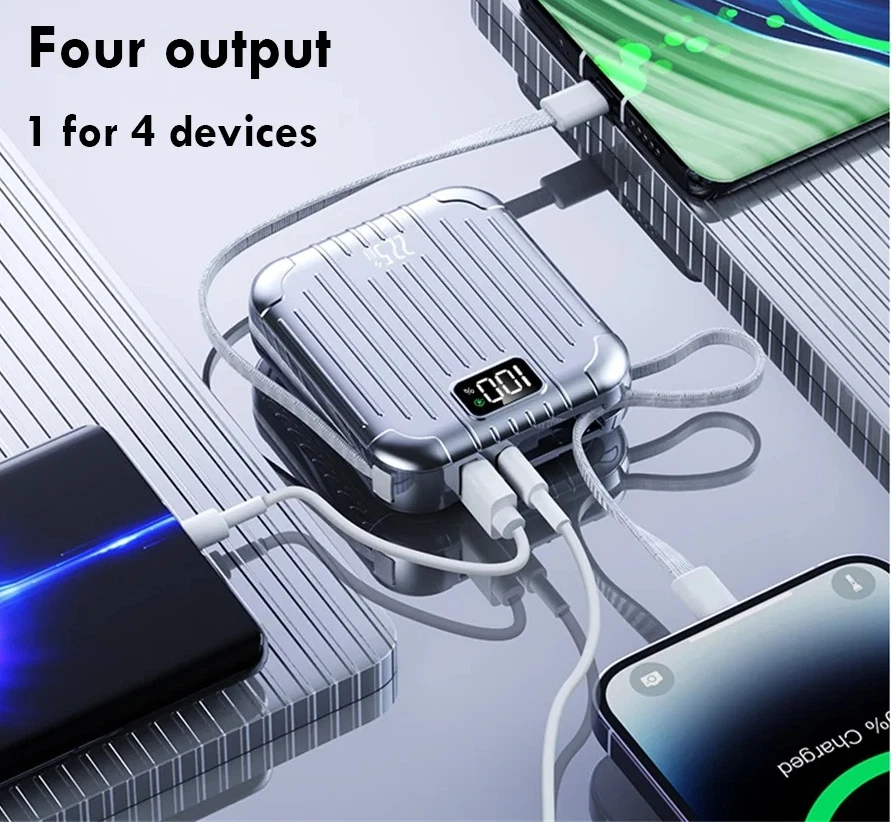 Powerbank 10000mAh – Kompakt & Leistungsstark | 4 Anschlüsse | USB-C In/Out | - Bild 4 von 4