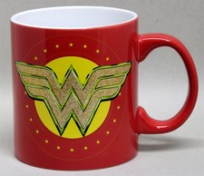WONDER WOMAN DC Comics Red Gold Glitter Big 20 Oz Ceramic Coffee Cup Mug