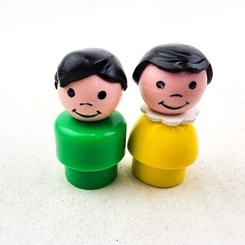 Vintage Fisher Price Little People Figures Black Hair Lot of 2 Replacement Parts