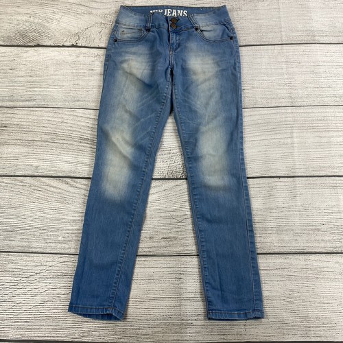 VIP Skinny Jeans Girls Size 16 Mid Rise Light Wash Blue Denim Pants - Stretch