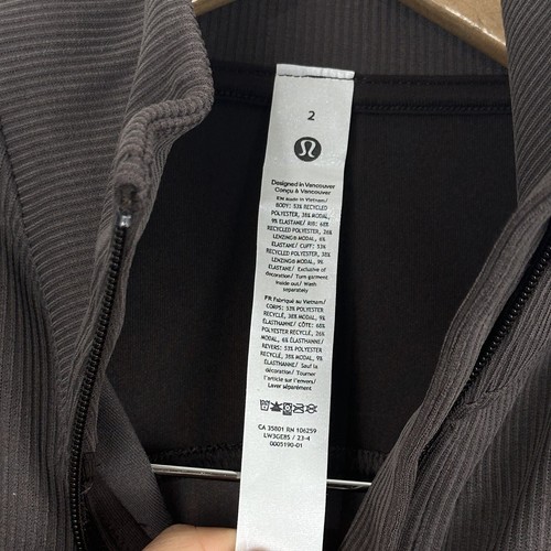 Nuevo con etiquetas Lululemon Cepillado Softstreme Acanalado Media Cremallera Espresso Marrón Talla 2 - Imagen 8 de 12