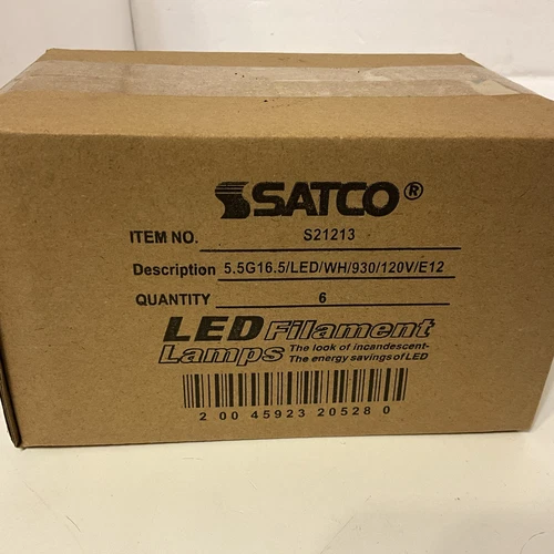 Satco S21213 5.5w G16.5 Globe LED 3000K Candelabra Base Dimmable 60w (Pack Of 6) - Picture 1 of 12