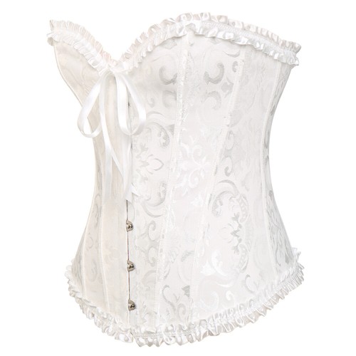 Women Boned Lace Up Overbust Burlesque Corset Bustier Top Waist Training Cincher - Picture 16 of 51