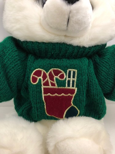Kmart Collectible Christmas Bears w Green Stocking Sweater 1997 Plush Animal 18" - Bild 3 von 10