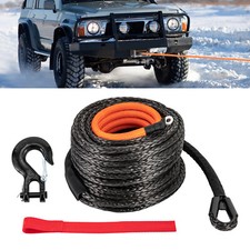 Synthetic Winch Rope Line Car Tow Recovery Cable Truck SUV 3/8" * 92Ft 25500lbs