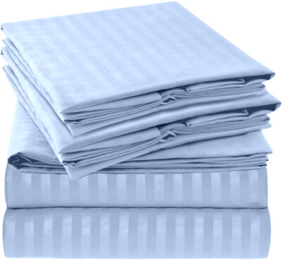 1800TC BRAND NEW 4PC BED SHEET SET STRIPE - LUXURY MICROFIBER DEEP POCKET SHEETS