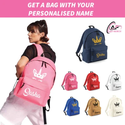 Sac à Dos Personnalisé Enfant Your Name Unicorn Sac École Imprimé BagBase - Photo 1/4