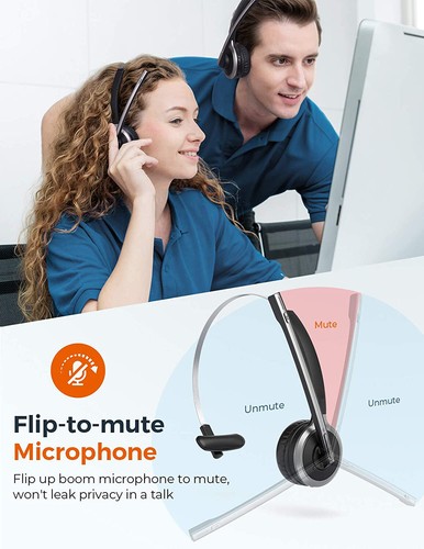 Bluetooth Wireless Headphones Headset Driver Truck Headset Noise Cancelling Mic - Picture 9 of 11