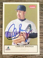 CARLOS BAERGA Signed 2005 Fleer #68 Arizona Diamondbacks Card Autograph