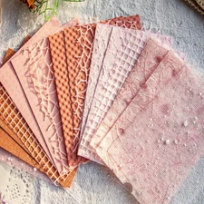 Handmade Scrapbook Paper, 16 Sheets Textured Paper Mesh Fabric Mix Special Junk