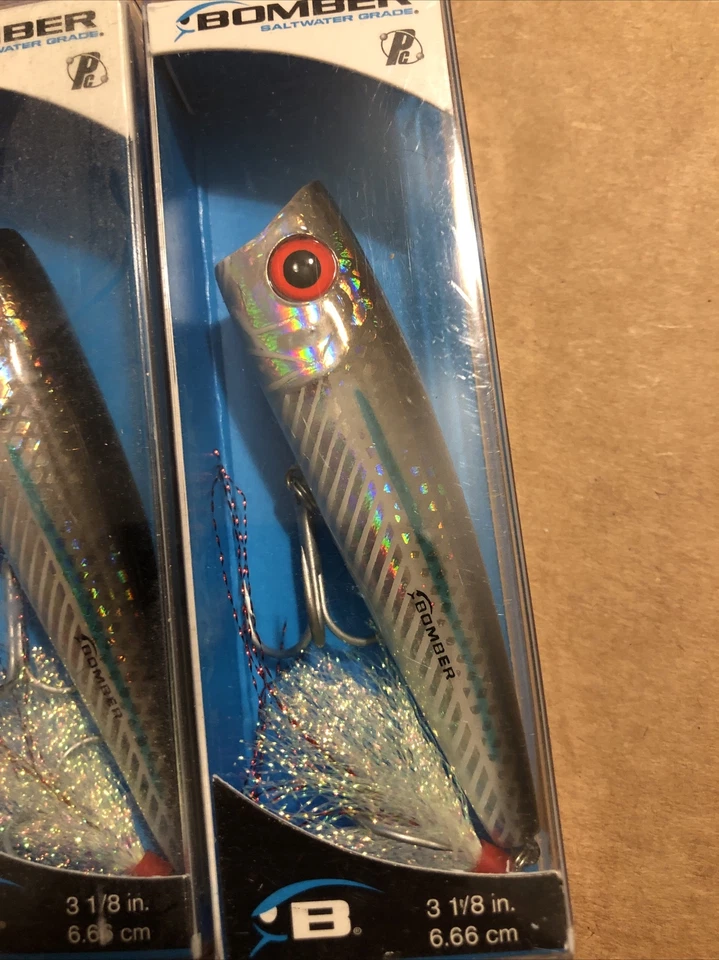 3 NOS Bombardero Grado Agua Salada Pop’n Mullet Rayas Azules 3-1/8” Rebel R Foto 2 de 4