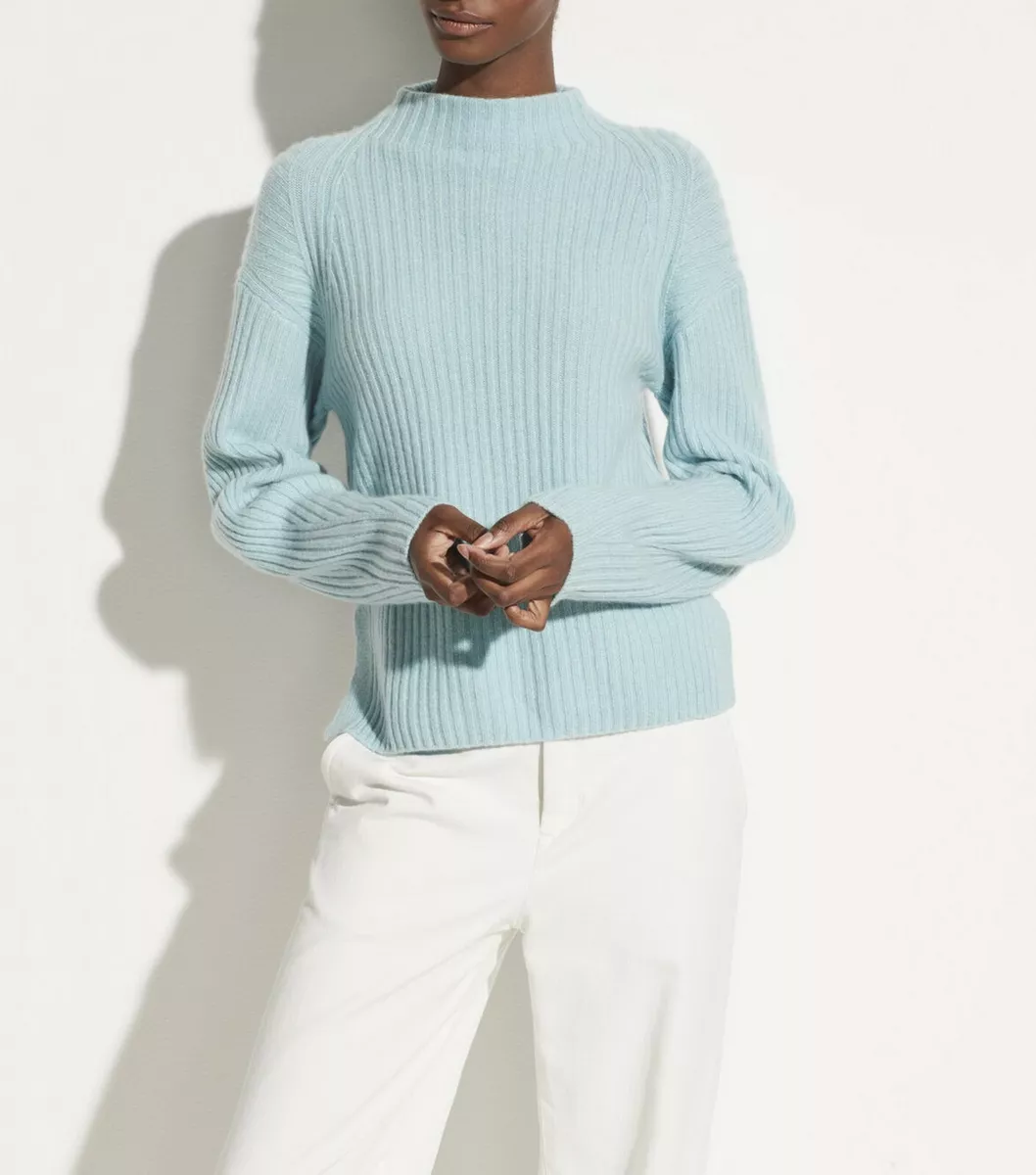 NWT Vince Wool Cashmere Blend Raglan Mock Neck Sweater Large