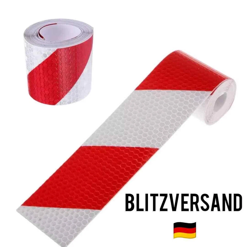 Reflektorfolie Reflektorband Selbstklebend Warnaufkleber Rot Weiß 3Mtrx10cm - Bild 1 von 4