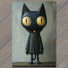 STICKER Black Cat Golden Eyes Gothic Jacket Whimsical Charm Adorable Cute