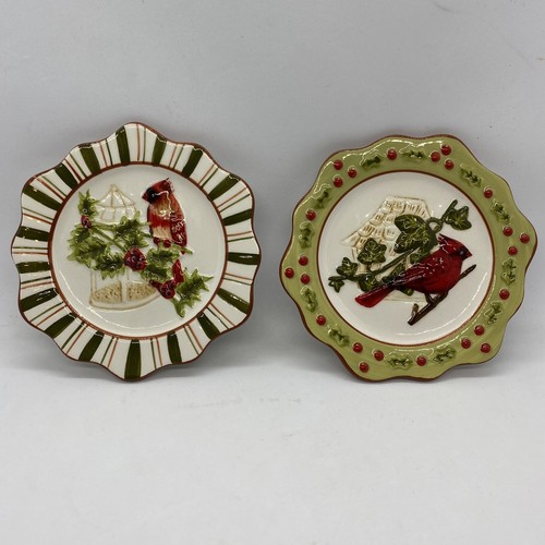 Piatti Songbird Invernali Ceramica Cardinale Bluebird MWW Mini Piatti Espositore Snack - Foto 3 di 12