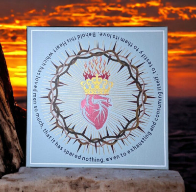 Acrylic Painting Canvas Easter Home Decor Spiritual Art Christian Sacred Heart
