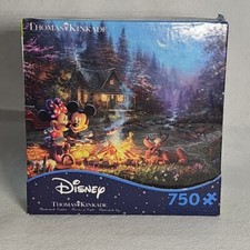 Thomas Kinkade Disney Mickey Minnie Mouse Campfire 750 Piece Puzzle