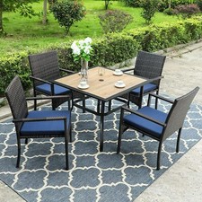 5Pcs Patio Furniture Set Outdoor Furniture Dining Table Rattan Wicker Chairs Set