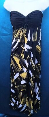 Ladies XS Strapless Wet Seal Midi Dress Black Yellow & White | eBay Ladies XS Strapless Wet Seal Midi Dress Black Yellow & White | eBay