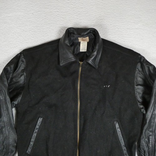 Vintage ID Wear International Jacke Herren Gr. M Schwarz Leder Varsity Letterman - Bild 4 von 16