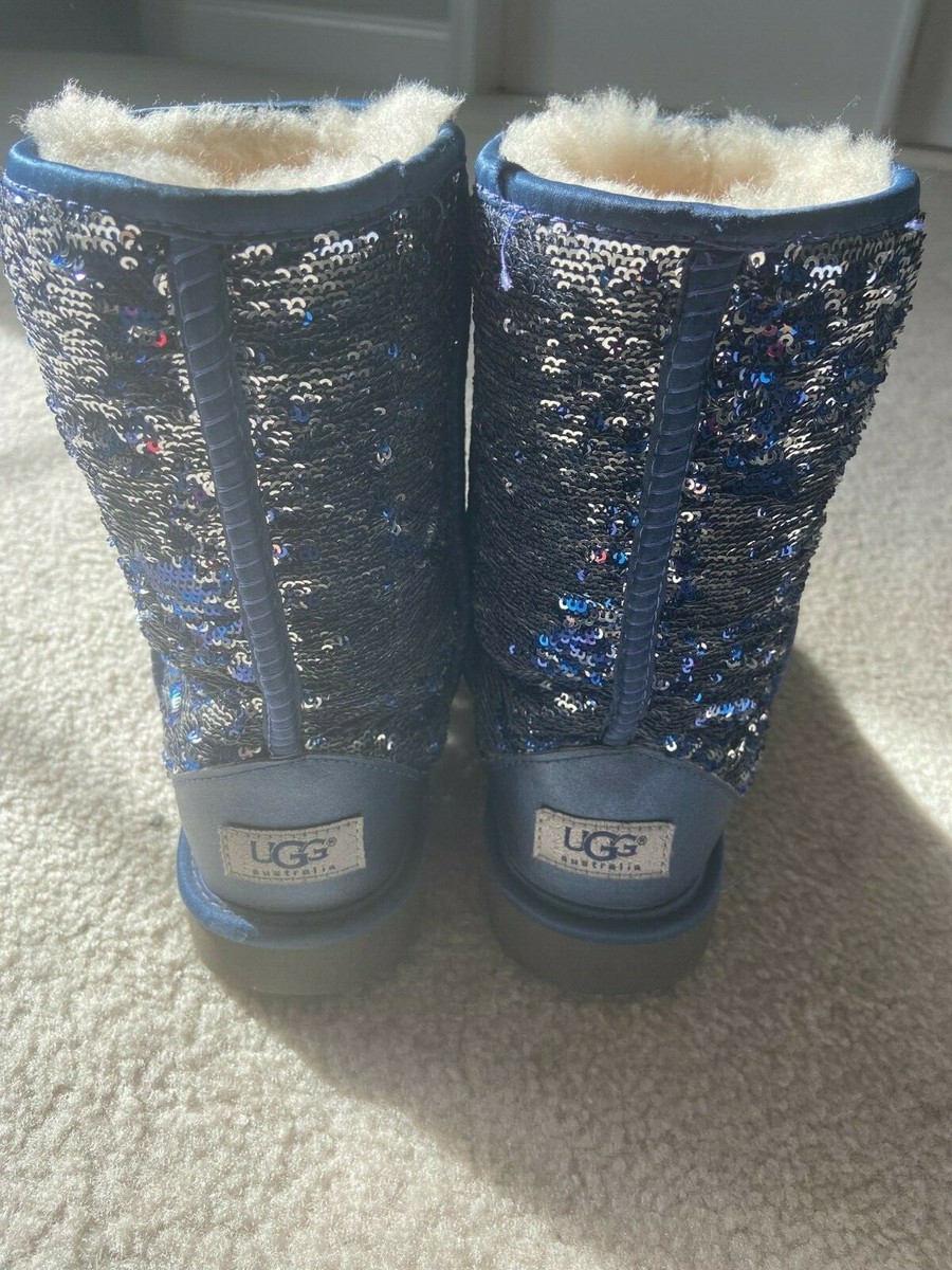 UGG アンスレー　25㎝　ブルー Ugg Boots 1002765 Classic Blue Sequin Size 7 Light Wear | eBay