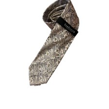 Van Heusen Silver Gray Paisley Silk Tie Formal Business Wedding career 62 inches