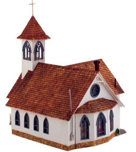 HO- Community Church **BUILT & READY** Woodland Scenics, WOO-BR5041 - Picture 4 of 7