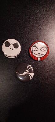 Nightmare Before Christmas Button Pins - 3pc's Sally, Zero, &Jack Hand Made,NEW