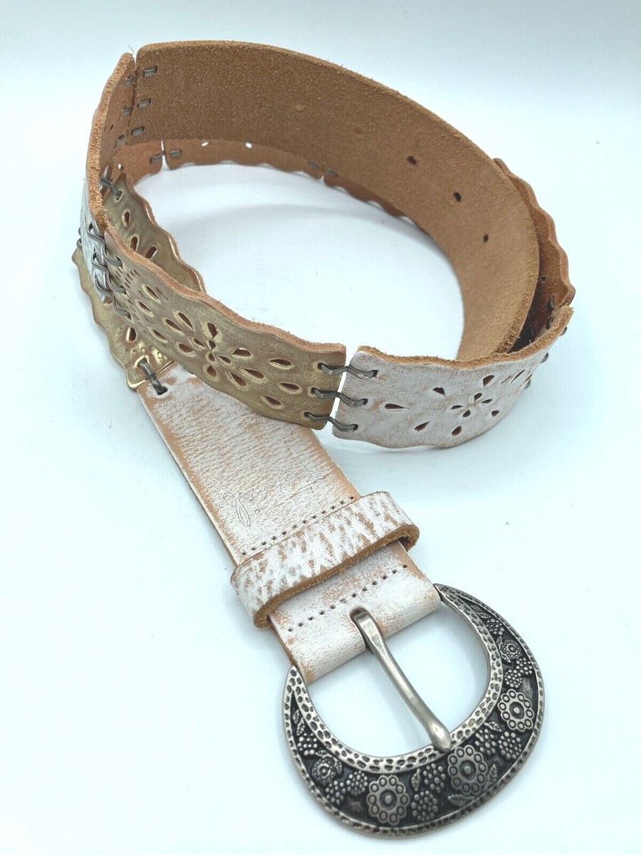 Fossil Brown Leather Floral Cutout Belt Silver Buckle Size Small Fossil | Accessories | Fossil Womens Medium Pewter Belt  main image 4