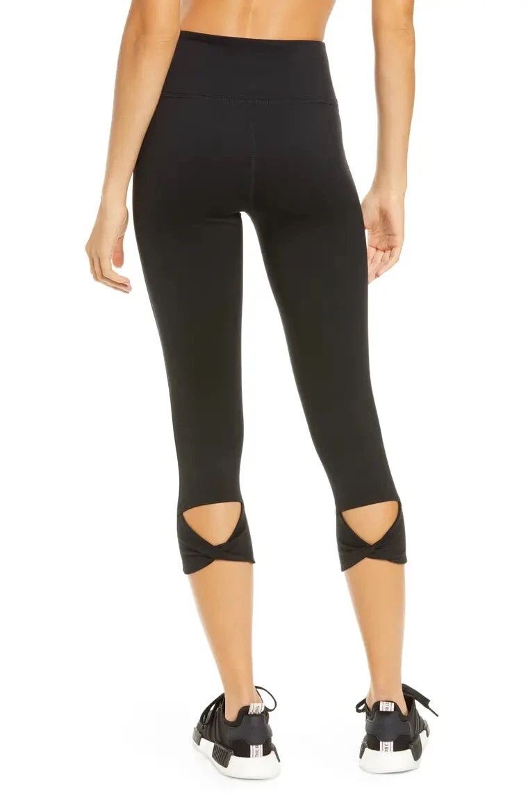 NEW Zella High Waist Twist Around Crop Leggings - Black - Small