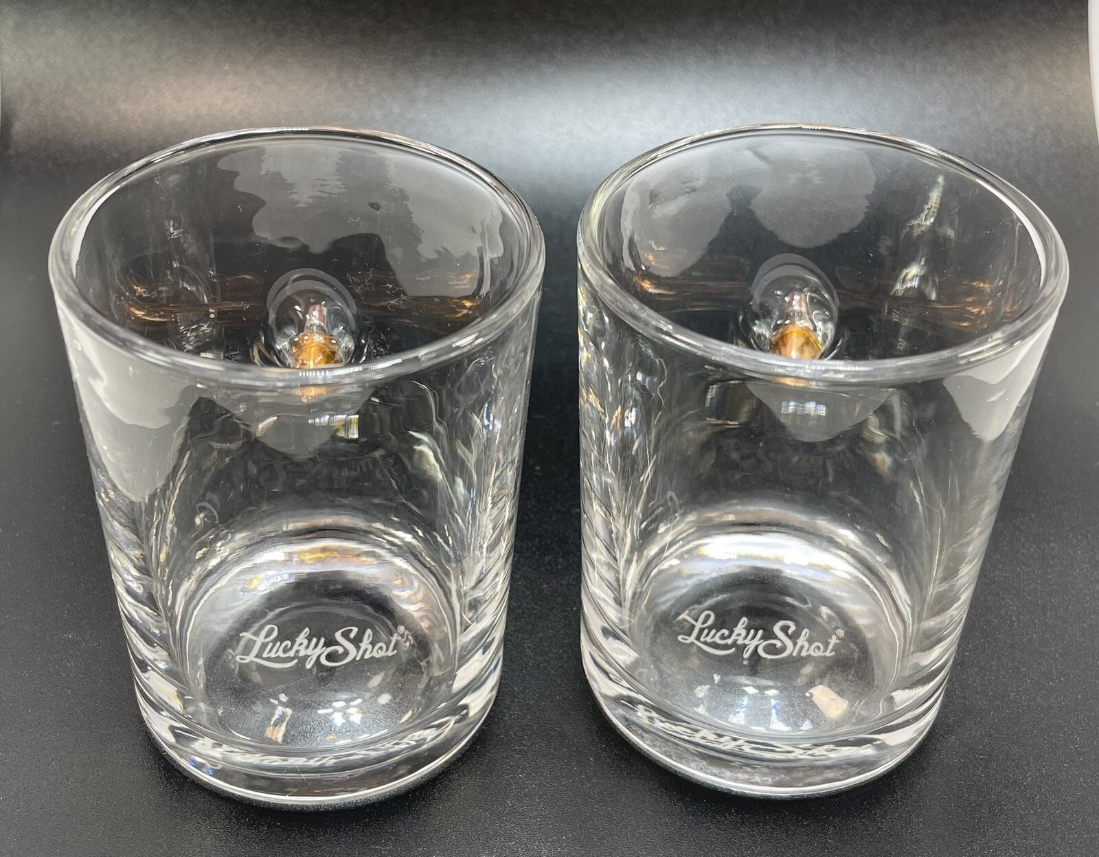 2 LUCKY SHOT Whiskey Glass .308 Bullet NRA Gun Owner Man Cave Barware