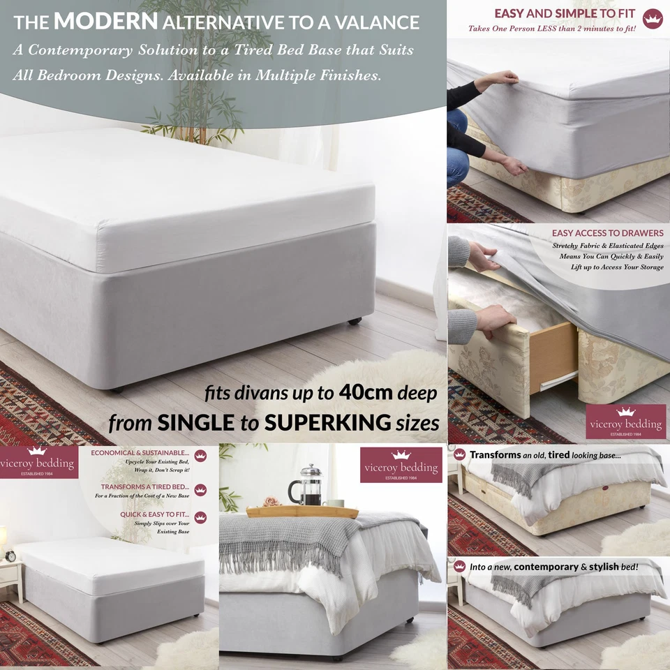 Luxury FAUX SUEDE Divan Bed Base WRAP Frame Cover Valance Elasticated Easy Fit