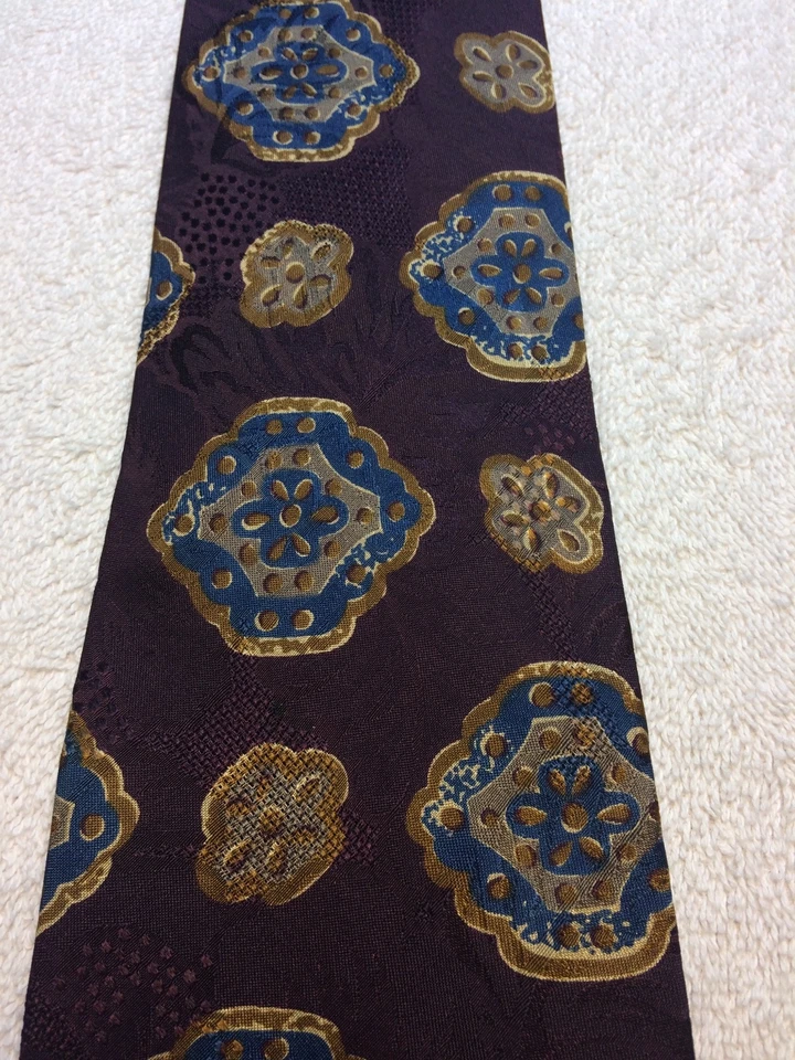 CORBATA AQUASCUTUM HOMBRE 3,75 X 59 BORGOÑA CON AZUL Y DORADO Foto 3 de 4