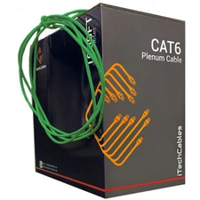 CAT6 Plenum 1000ft Cable | Fluke Test Passed | 23AWG 4Pair Solid, 550-MHz, Green