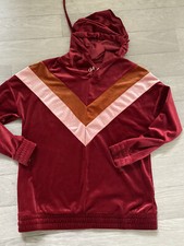Ladies Papaya Matalan Maroon Velour Polyester Hoodie Top Size Small VGC