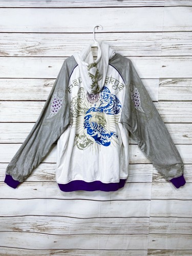Imperious Mens Hooded Jacket 3XL Multicolor Embroidered Snake Zipped Pockets - Bild 6 von 8