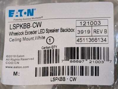 Wheelock EATON LSPKBB-CW LED Speaker Backbox MANY AVAILABLE - SAME DAY SHIPPING